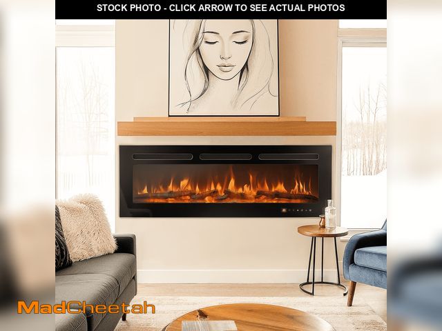 Lot 74-12723765 - 50 inch Wall Mounted Electric Fireplace Indoor Recessed Fireplace Heater with Touch Screen, Timer, A...