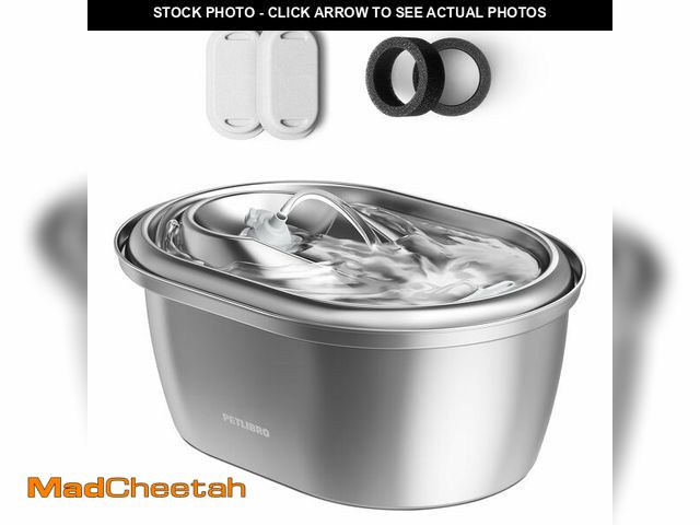 Lot 74-14479615 - PETLIBRO Stainless Steel Cat Water Fountain, 101oz/3L Automatic Water Dispenser for Cats Indoor, Qui...