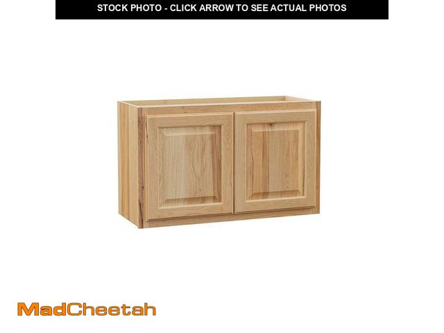 Lot 74-14327033 - Hampton Bay Hampton 30 in. W x 12 in. D x 18 in. H Assembled Wall Bridge Kitchen Cabinet in Natural ...
