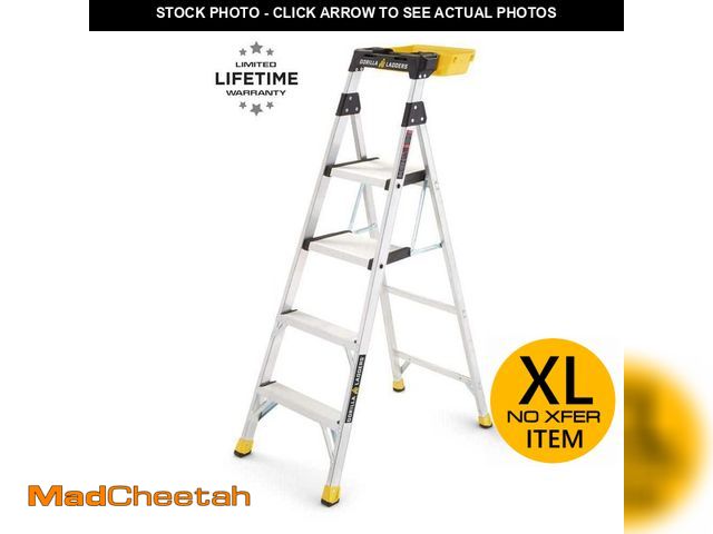 Lot 74-14605364 - Gorilla Ladders 5.5 ft. Aluminum Dual Platform Heavy-Duty Ladder with Project Bucket(10 ft. Reach), ...