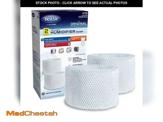 Lot 74-14255256 - BestAir H75 Value Humidifier Wick Filter for Holmes, Vissani, Bionaire, Sunbeam (2-Pack) - UNUSED