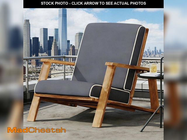 Lot 74-14249263 - Coporesell Paloma Teak Brown Acacia Wood Outdoor Patio Lounge Chair with Dark Gray Cushion - UNUSED