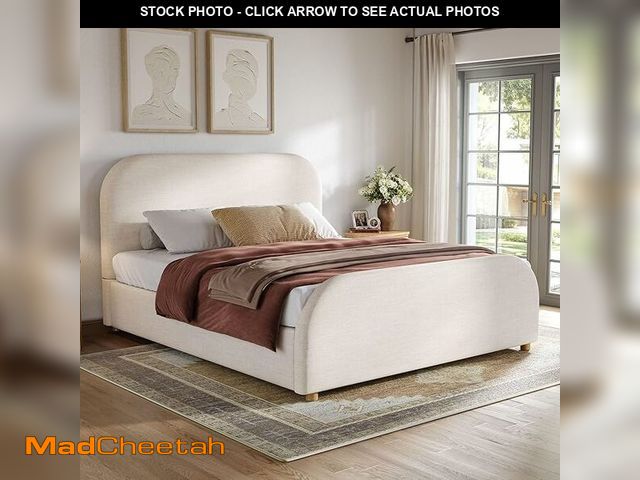 Lot 74-13075413 - ( HEADBOARD AND FOOTBOARD ONLY) Christopher Knight Home Lanet Linen Upholstered Queen Size Bed Frame...