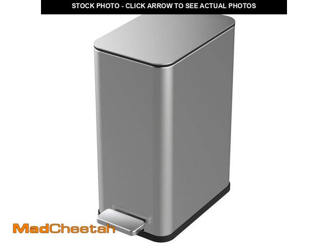 Lot 74-12894454 - (DENTED) StyleWell 2.6 Gal. Stainless Steel Slim Step-On Trash Can - USED