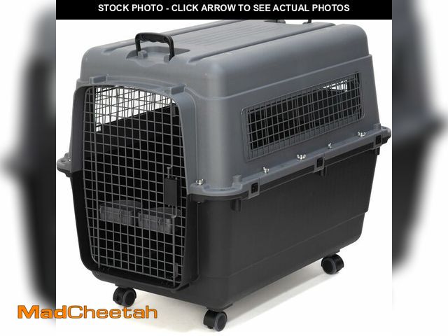 Lot 74-12677572 - (MISSING HANDLES) SportPet Designs Plastic Airline Approved Kennels Wire Door Travel Dog Crate, X-La...