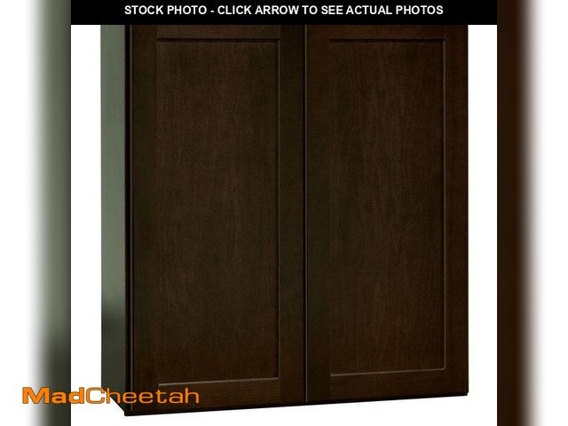 Lot 74-12641042 - Hampton Bay Shaker 27 in. W x 12 in. D x 30 in. H Assembled Wall Cabinet in Java - UNUSED