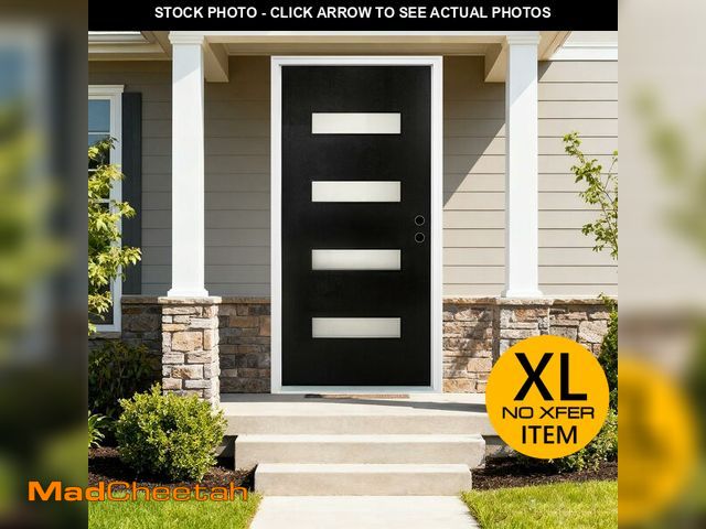 Lot 74-12824161 - Weichen Black French Front Door with Glass &amp; White Frame, 36 x 80 Inch Exterior Entry Door, Soli...