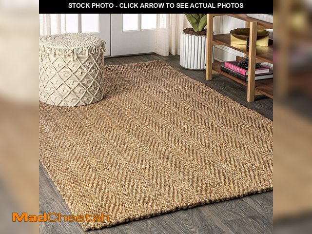 Lot 74-14305674 - JONATHAN Y Espina Hand Woven Herringbone Chunky Jute Natural Indoor Area Rug, 8x10, Bohemian, Cottag...