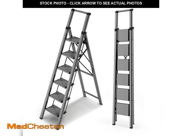 Lot 74-12489265 - WOA WOA 6 Step Ladder for 12 Feet High Ceiling, Lightweight Foldable Ladder with Non-Slip Wide Pedal...