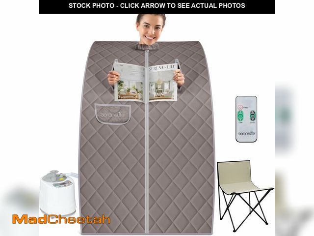 Lot 74-13419699 - SereneLife Portable Steam Sauna - One Person Full Body Compact Home Sauna Tent with Foldable Chair, ...