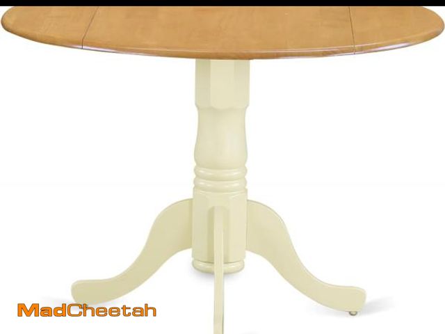 Lot 74-12367450 - East West Furniture DLT-OMK-TP Dublin Dining Room Table - a Round kitchen Table Top with Dropleaf &a...