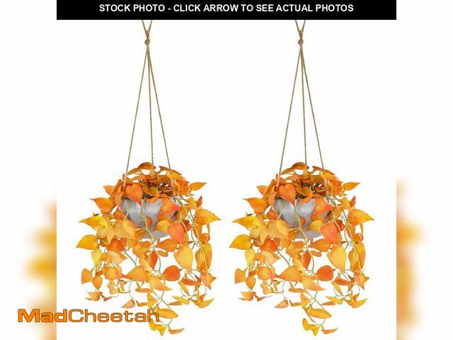 Lot 74-12706542 - TNNTOPELE Autumn Fake Hanging Plants with Pot, 2 Pack Artificial Hanging Plants, Faux Anthurium Leaf...