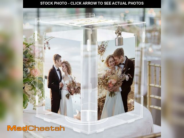 Lot 74-14207718 - CYAOOI Acrylic Wedding Card Box with Picture Frame, Clear Gift Card Box for Wedding Reception, Large...