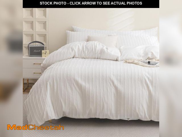 Lot 74-11551782 - JELLYMONI Duvet Cover California King Size White - 3PCS Boho Striped Duvet Cover Set Microfiber Tuft...