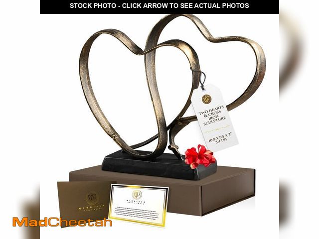 Lot 74-14379571 - DCAPILLA Wedding Anniversary Couples Gift - Two Hearts and Cross Iron Sculpture, Heart Decoration Gi...