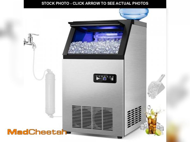 Lot 74-12145756 - Hooure 14.2in.Commercial Ice Maker 120 lb./24 H Stainless Steel Freestanding Ice Maker Machine with ...