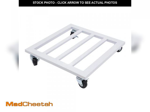 Lot 74-12529581 - YIYIBYUS 14 in. White Square-Shaped Rolling Plant Stand Heavy-Duty Iron Plant Flower Pot Tray Stand ...