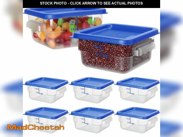 Lot 74-13564073 - Lallisa 8 Pcs 2 Quart Food Storage Containers with Lids Clear Square Polycarbonate Marinating Contai...