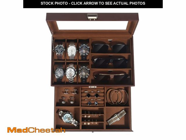 Lot 74-14267627 - GLJ Jewelry Box for Men, 6 Slot Watch Box Jewelry Organizer With Drawer, Watch Case for Men with Lar...