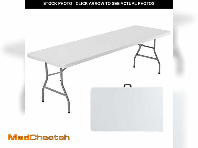 Lot 74-14072064 - edx 8FT Folding Table, Outdoor Indoor Heavy Duty Portable with Carrying Handle for Camping, White,29...