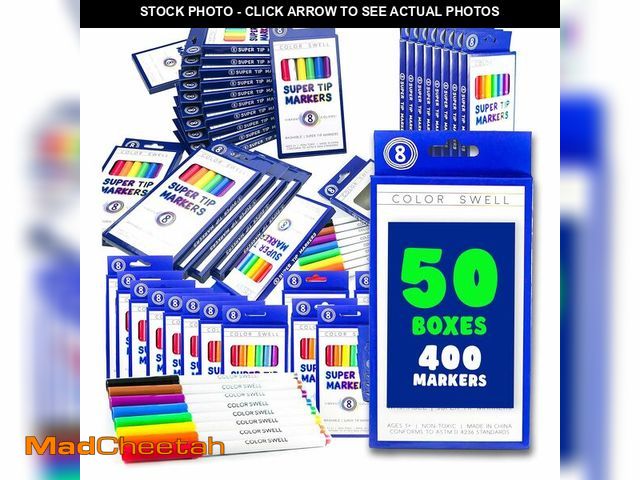 Lot 74-12875368 - Color Swell Super Tip Washable Bulk Markers Pack 50 Boxes of 8 Vibrant Colors (400 Total Markers) Pe...