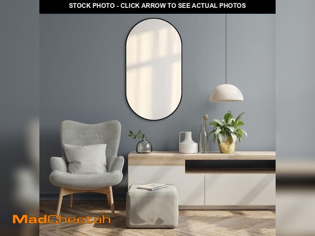 Lot 74-13766329 - Glacier Bay 18 in. W x 30 in. H Oval Shape Aluminum Framed Wall Bathroom Vanity Mirror in Black (Scr...