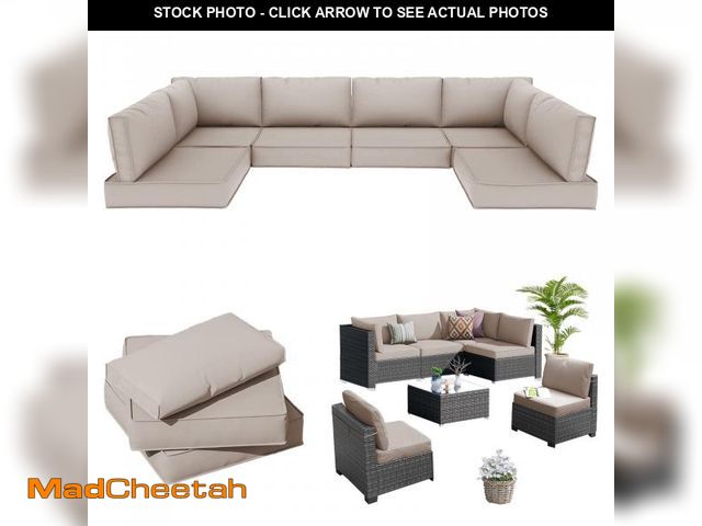 Lot 74-12481084 - Geemuslly 14-Piece Outdoor Sectional Replacement Cushion Set, Waterproof Patio Cushions for 6-Seat F...