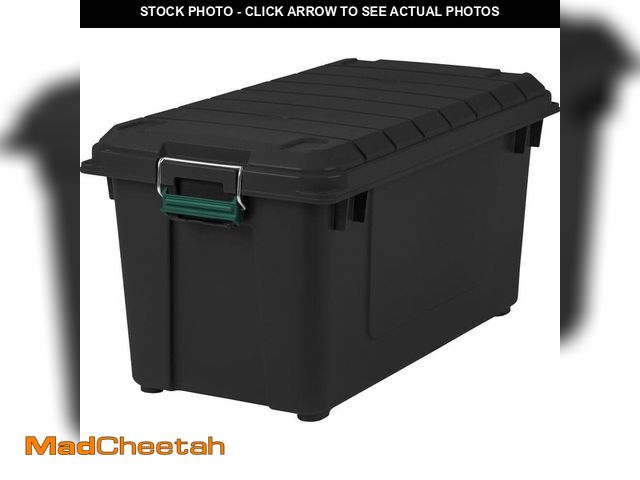 Lot 74-14440817 - IRIS 21 gal. Remington WeatherPro Store-It-All Storage Bin, Black 296004 - USED