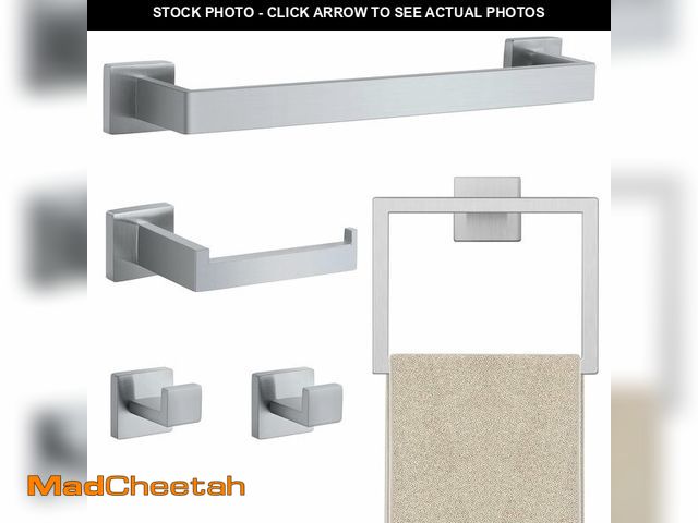 Lot 74-13544565 - JOPOFI 5 Piece Bathroom Towel Bar Set - SUS304 Stainless Steel Bath Towel Holder, 15.7 Inch Towel Ra...