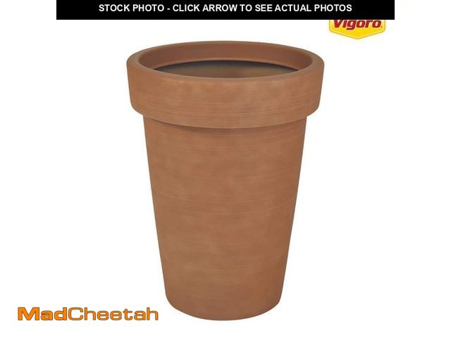 Lot 74-12746829 - Vigoro 15.6 in. Ferndale Large Terracotta Orange Decorative Resin Planter (15.6 in. D x 20.6 in. H) ...