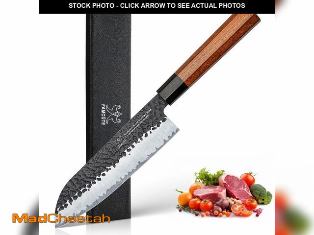 Lot 74-13624635 - FAMCÃÅTE Santoku Knife 7 inch, Hand Forged 5 Layers 9CR18MOV High Carbon Steel Professional Kitche...