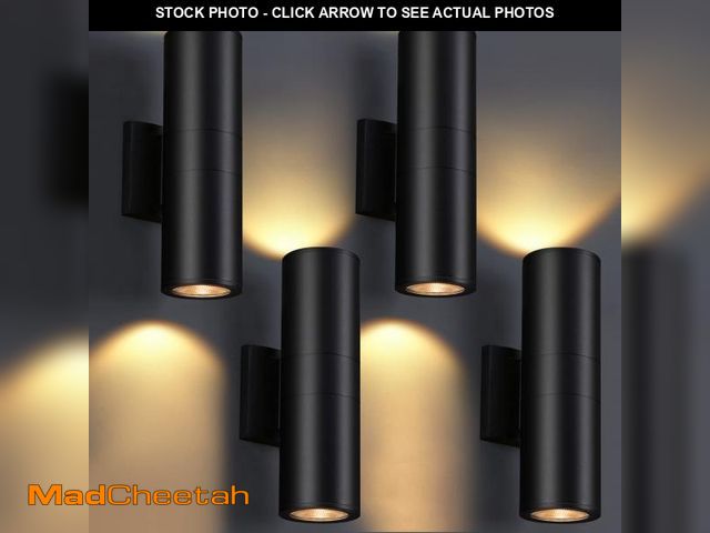 Lot 74-12305354 - DAKAFUL Outdoor Wall Lights 4Pack, Integrated LED Cylinder Up Down Lights, 12W 2700K Aluminum Exteri...