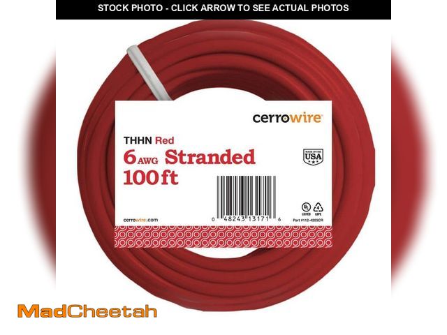 Lot 74-13268925 - Cerrowire 100 ft. 6 Gauge Red Stranded Copper THHN Wire - UNUSED