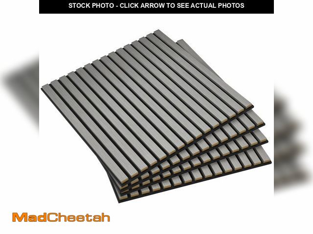 Lot 74-12894783 - HOMCOM 4 Pack 3D Acoustic Panels, 24" x 24" Soundproof Wood Panels for Wall, Wood Slat Wall Paneling...