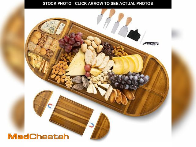 Lot 74-13583360 - NAGAWOOD Extra Large Charcuterie Boards, 30'' x 13'' Acacia Cheese Board 3 Part Magnetic Long &amp; ...