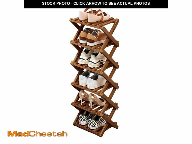 Lot 74-14265897 - Comeon Bamboo Shoe Rack, Foldable Vertical Shoe Rack for Front Door Entrance Narrow Shoe Organizer S...