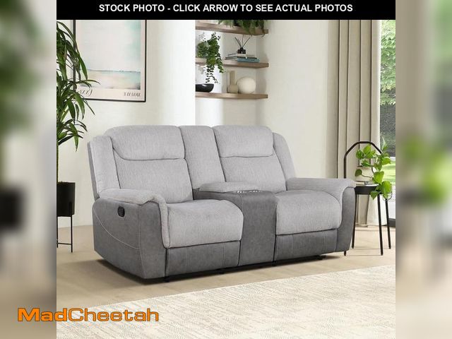 Lot 74-12201662 - Lazzara Center Hill 76 in. W Gray Chenille and Faux Leather Manual Double Reclining 2-Seater Lovesea...