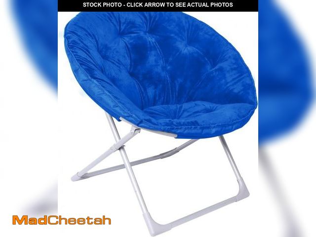 Lot 74-12095933 - Basics Faux Fur Saucer Shaped Chair with Foldable Metal Frame, Blue, 32.3"D x 27.2"W x 32.3"H - UNUS...