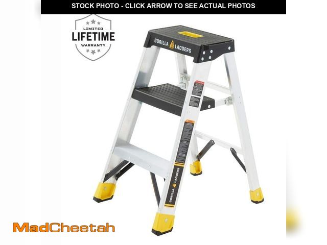 Lot 74-12771924 - Gorilla Ladders 2.5 ft. Aluminum Step Ladder 9 ft. Reach Pro Dual Platform Compact, 300 lbs. Capacit...