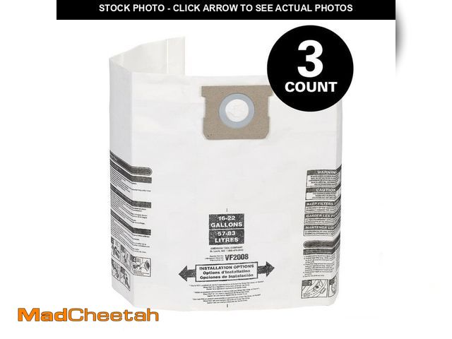 Lot 74-14375694 - MULTI FIT General Debris VF2008 Wet Dry Vac Dry Pick-up Only Dust Collection Bags for 15-22 Gal. Sho...