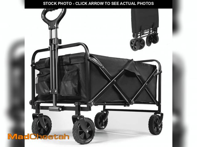 Lot 74-12155994 - Collapsible Wagon Cart, 390LB Heavy-Duty Utility Wagon with All-Terrain Wheels, Folding Outdoor Cart...