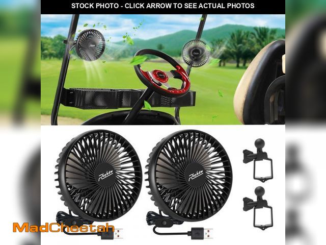 Lot 74-12312401 - Roykaw Golf Cart Fan Portable USB Input Compatible with EZGO Club Car Yamaha, 3-speed Settings, 360 ...