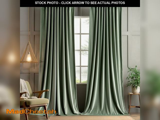 Lot 74-14337252 - MIULEE Sage Green Velvet Curtains 108 inches 2 Panels - Pinch Pleated Luxury Room Darkening Window D...