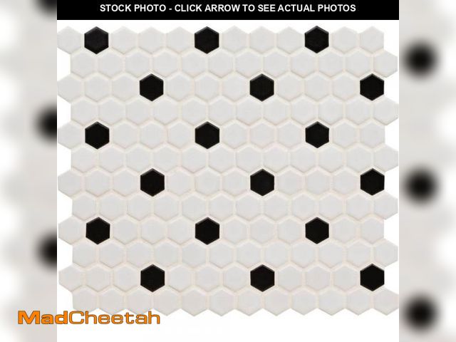 Lot 74-12413383 - MSI Adelaide Black and White 1 in. Hexagon 10in.x12in.x0.24in. Matte Porcelain Mesh-Mounted Mosaic T...