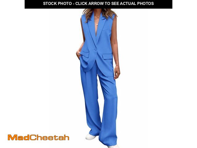 Lot 74-14051916 - PRETTYGARDEN Women's 2 Piece Outfits Sleeveless Suit Vest and Wide Leg Pants Business Casual Blazer ...