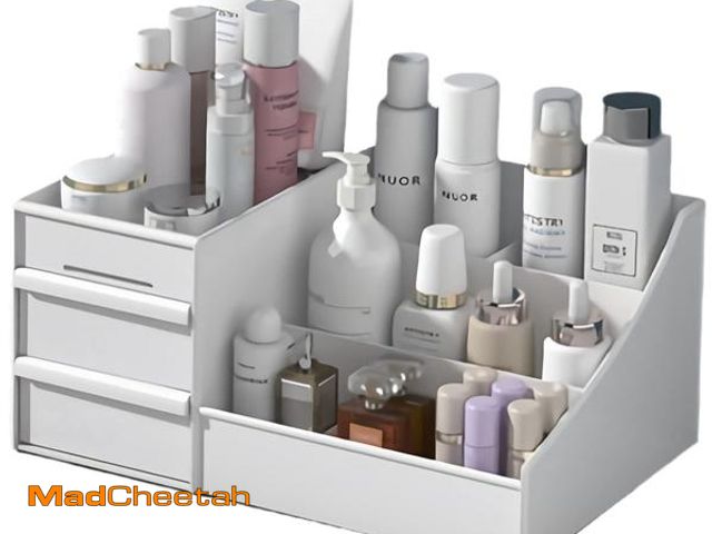 Lot 74-12315416 - XIOU Makeup Desk Organizer with Drawers - Countertop Organizer for Cosmetics, Vanity Holder for Lips...