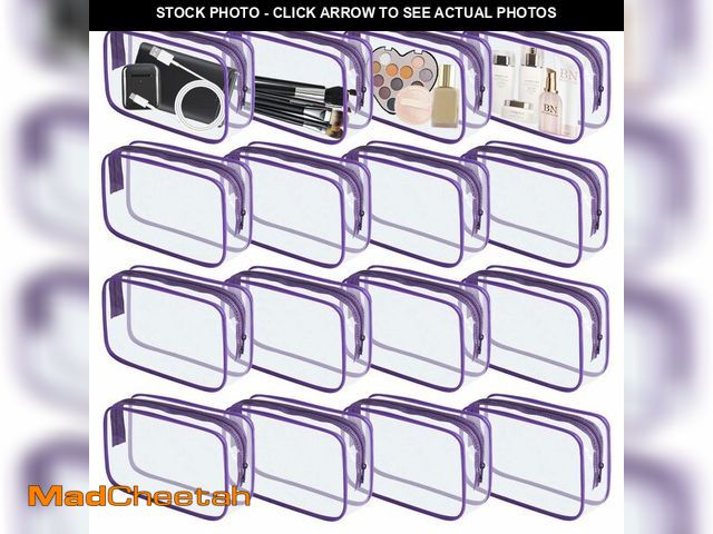 Lot 74-14387118 - YedsIntu 16 Pieces Clear Makeup Bag PVC Zippered Clear Toiletry Carry Pouch Portable Cosmetics Bag W...