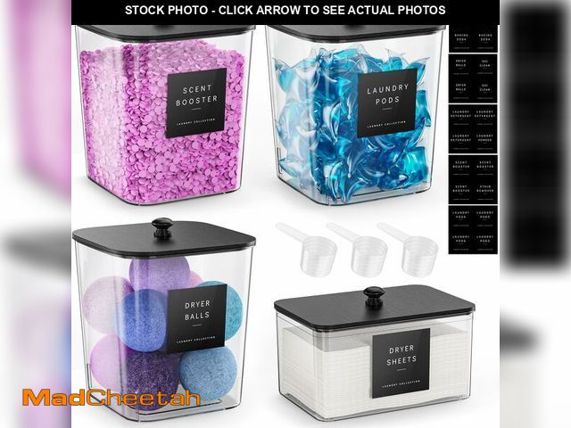 Lot 74-12703769 - Moforoco 4 Pack Laundry Pods Container, Clear Laundry Room Organization Containers,Large Detergent P...