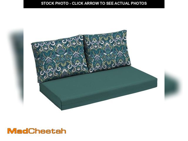Lot 74-14242868 - ARDEN 24 in. x 18 in. Outdoor Loveseat Cushion Set, Sapphire Aurora Blue Damask - UNUSED