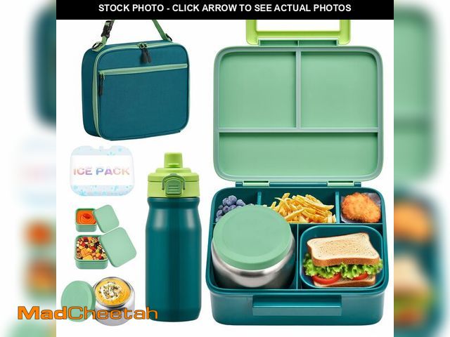 Lot 74-12969919 - Bento Lunch Box for Kids with 8oz Soup Thermo, Leak-proof Lunch Food Containers with 5 Compartment, ...